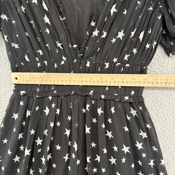Valencia & Vine Star Print Pleated Mini Dress Black White XS Galaxy Celestial - Picture 7 of 14